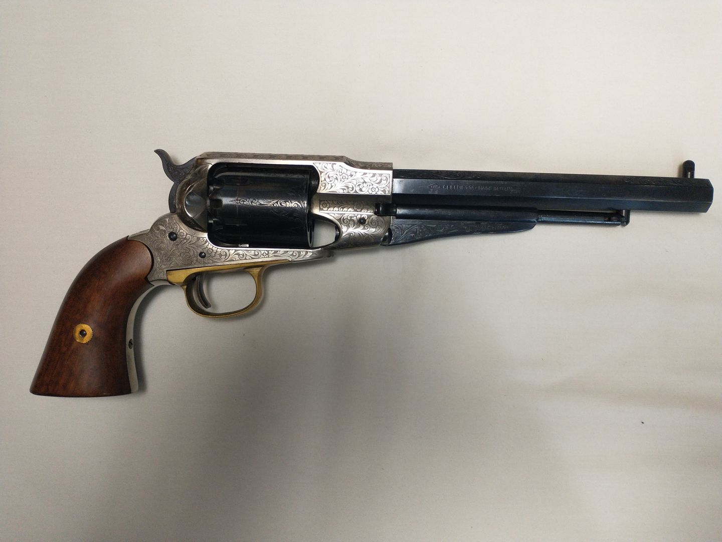 Pietta 1858 Nickle Finish Engraved New Army Revolver .44 Cal.